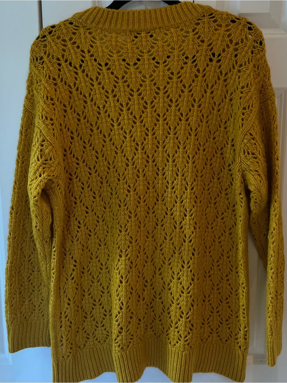 Lane Bryant 14/16 Mustard Open Knit Pointelle Long Sleeve Sweater - Picture 10 of 10